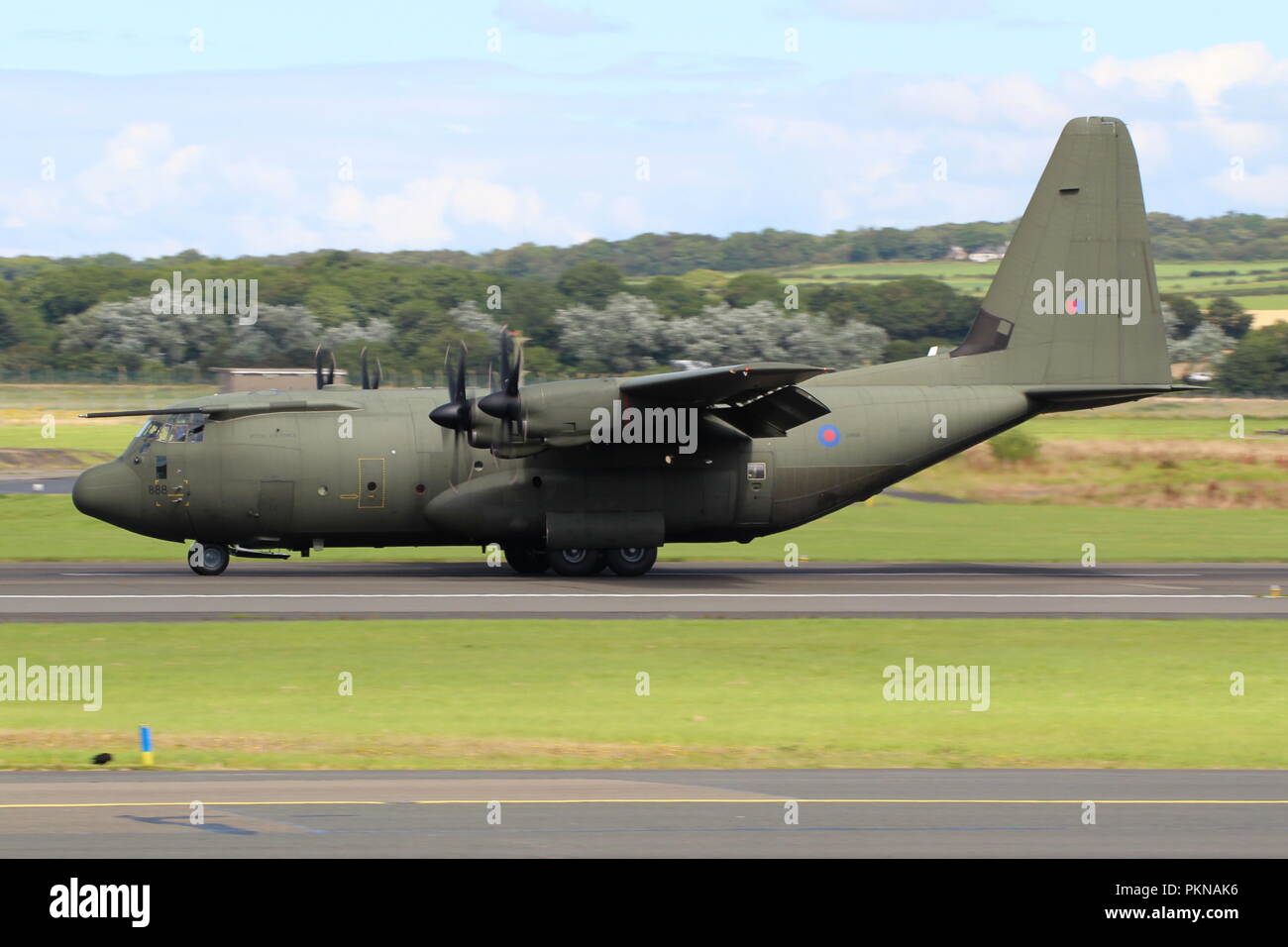 ZH888, a Lockheed Martin C-130J Hercules C5 operated by the Royal Air Force, at Prestwick International Airport in Ayrshire. Stock Photo