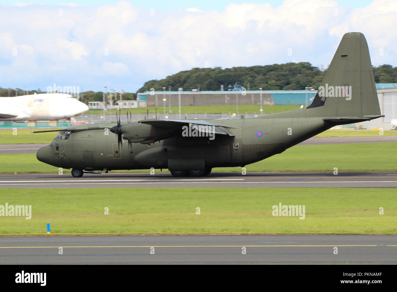 ZH888, a Lockheed Martin C-130J Hercules C5 operated by the Royal Air Force, at Prestwick International Airport in Ayrshire. Stock Photo