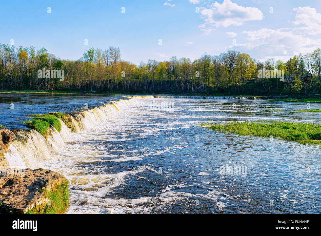 Ventas Rumba waterfall in Kuldiga in Kurzeme of Western Latvia. The city used to be called Goldingen. Stock Photo