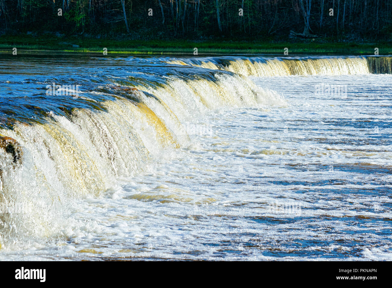 Ventas Rumba waterfall in Kuldiga in Kurzeme in Western Latvia. The city used to be called Goldingen. Stock Photo