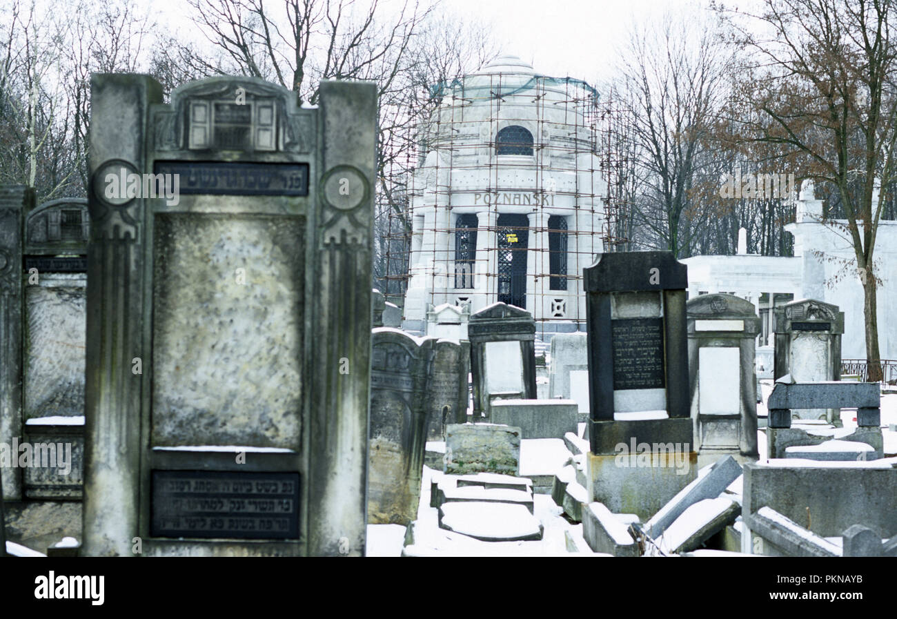 Burial mausoleum of Israel Poznaski, centre, currently being renovated, in the Jewish Cemetery in Lodz, Poland, he founded the 19th century textile fa Stock Photo