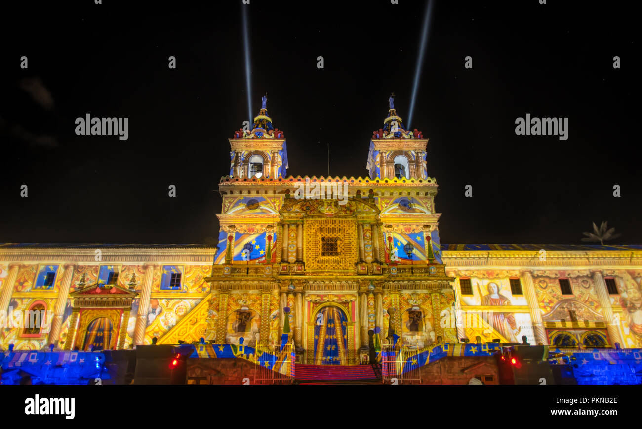 QUITO, ECUADOR AUGUST, 15, 2018 Crowd admiring the spectacle of