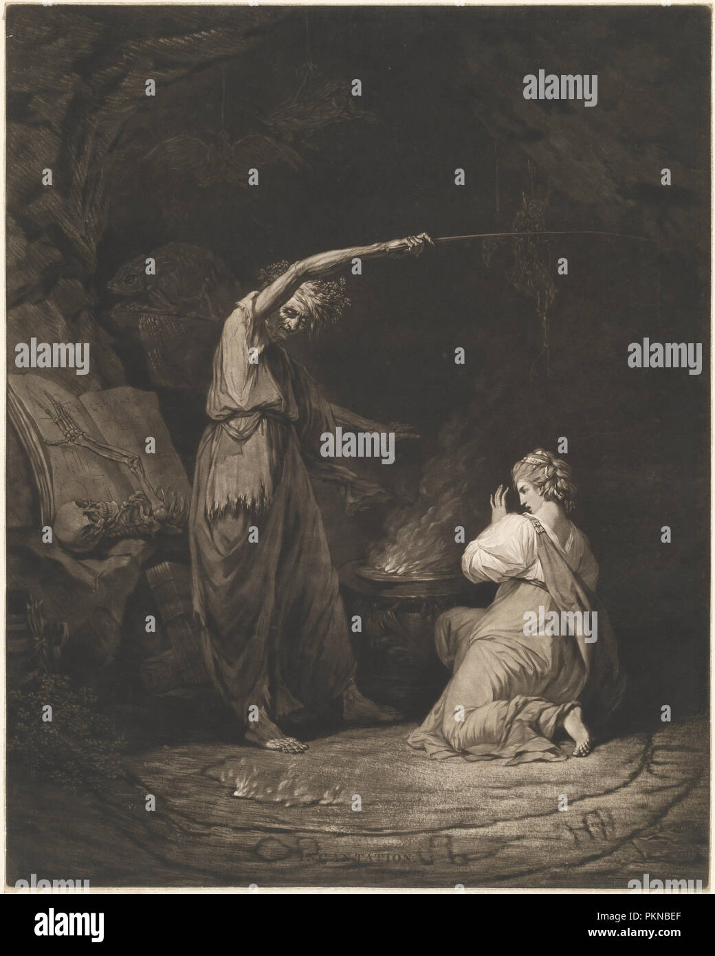Incantation. Dated: 1773. Dimensions: plate: 61 x 48.6 cm (24 x 19 1/8 in.)  sheet: 61.4 x 48.9 cm (24 3/16 x 19 1/4 in.)  overall (mat size): 86.4 x 66 cm (34 x 26 in.). Medium: mezzotint on laid paper. Museum: National Gallery of Art, Washington DC. Author: John Dixon after John Hamilton Mortimer. Stock Photo