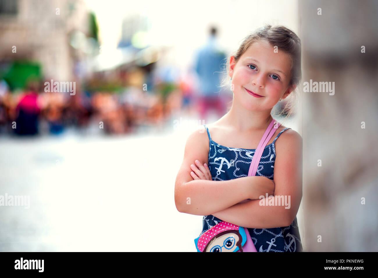 portrait of young girl on vacation in Croatia Stock Photo