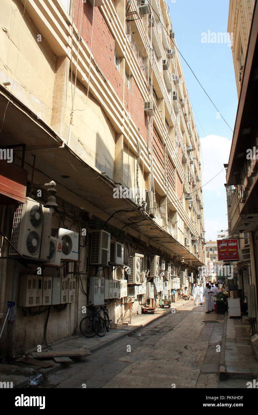 Typical street in Al-Balad, Jeddah, Saudi Arabia Stock Photo