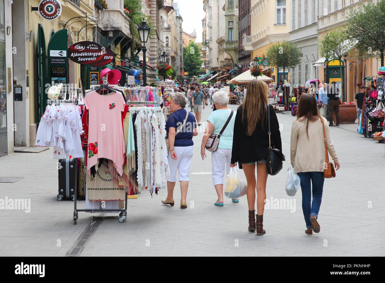 BUDAPEST, HUNGARY JUNE 22, 2014 People visit Vaci Street in Budapest