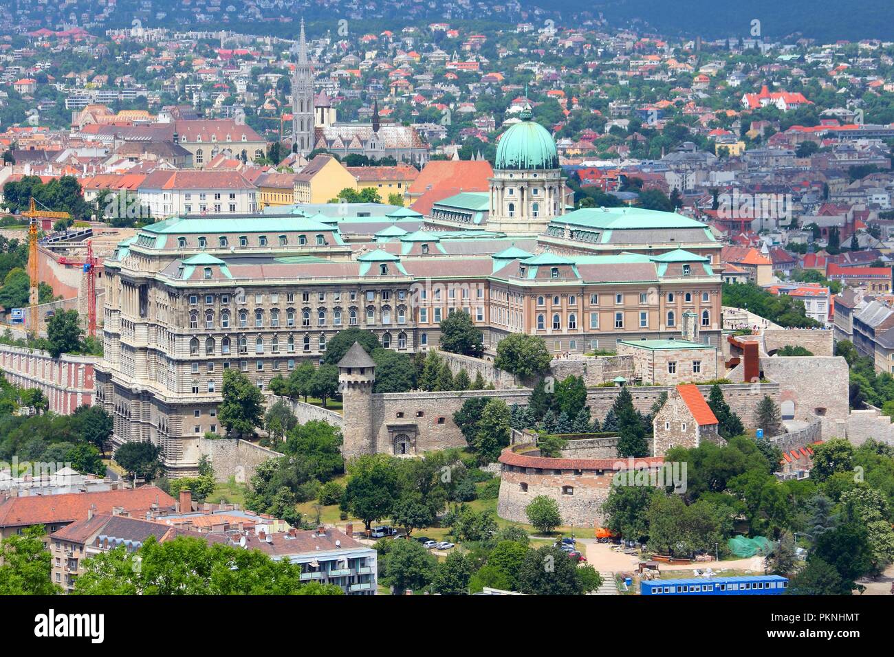Budapest, Hungary - cityscape with Buda Castle. Old Town aerial view ...