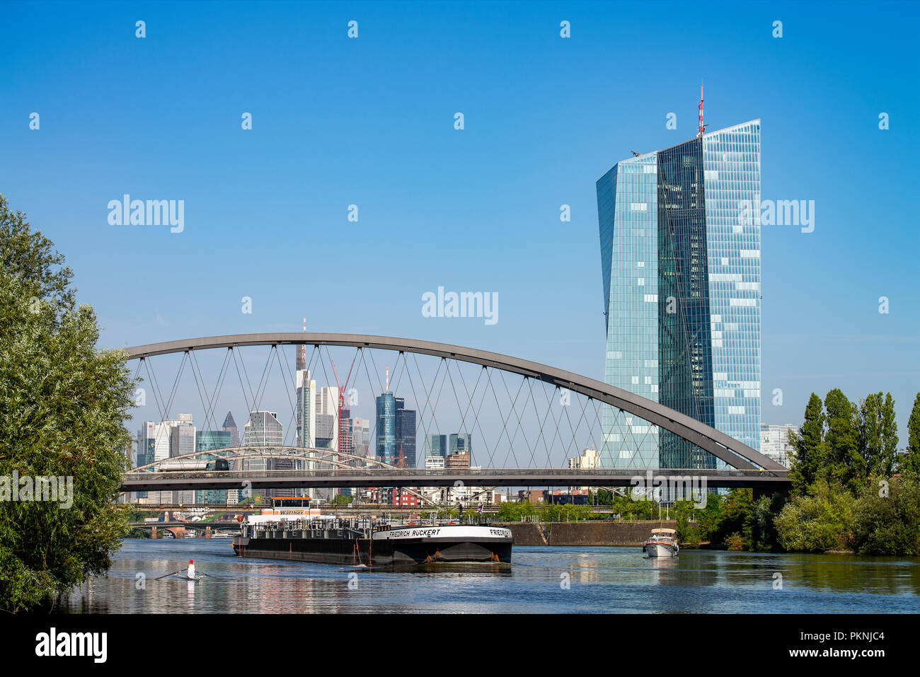 View of Frankfurt am Main with ECB and skyline in the background Stock Photo