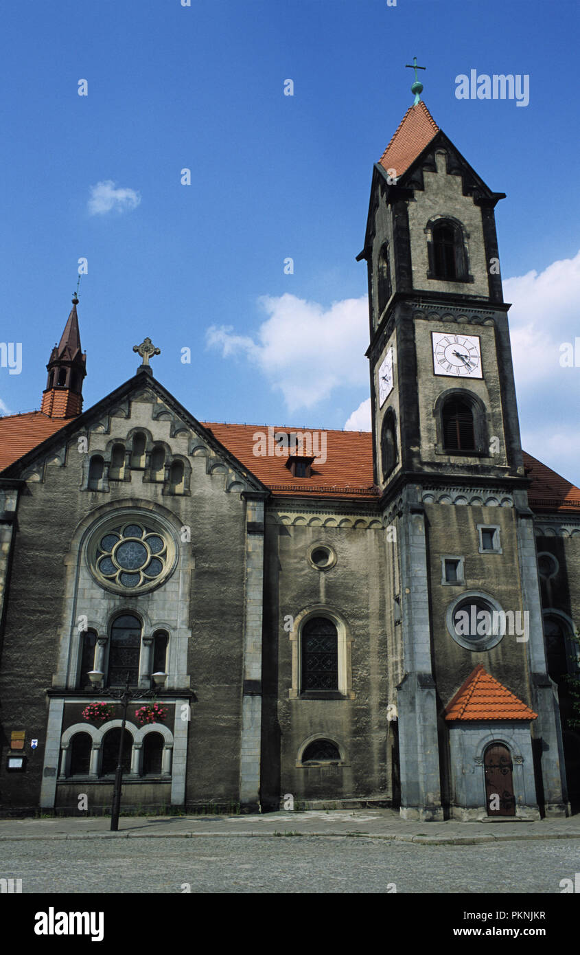 Protestant church in the Market Square Rynek in Tarnowskie Gory Poland Stock Photo