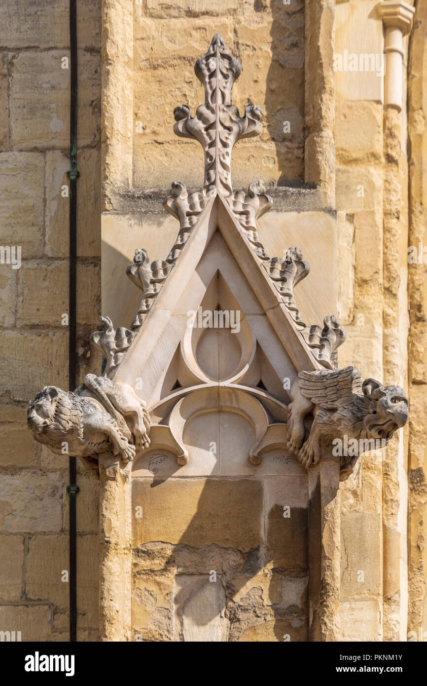 Detail of Grotesques on Gloucester Cathedral, England Stock Photo