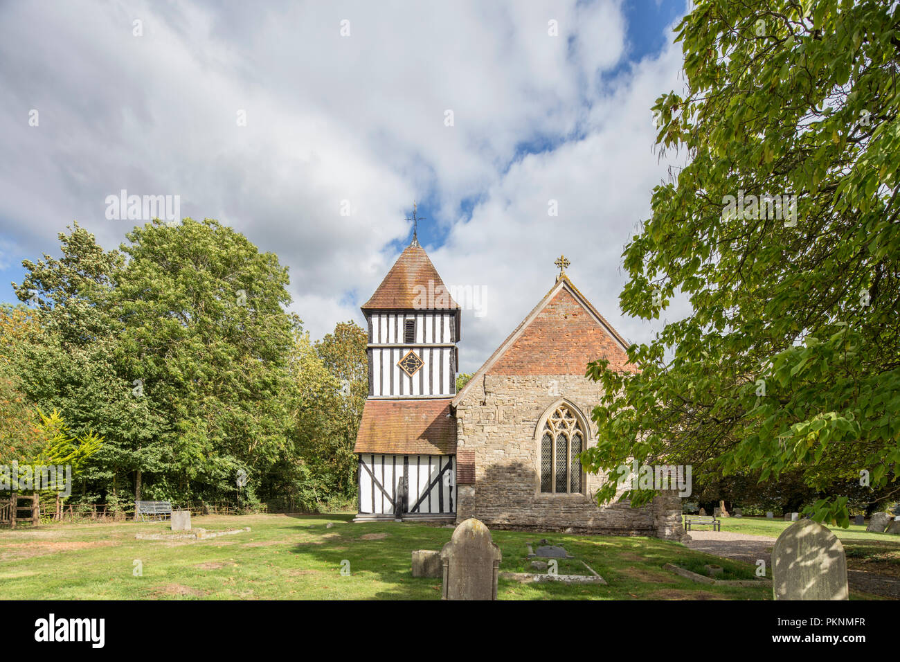 The timber-framed Church of St Peter at Pirton, Worcestershire, England, UK Stock Photo