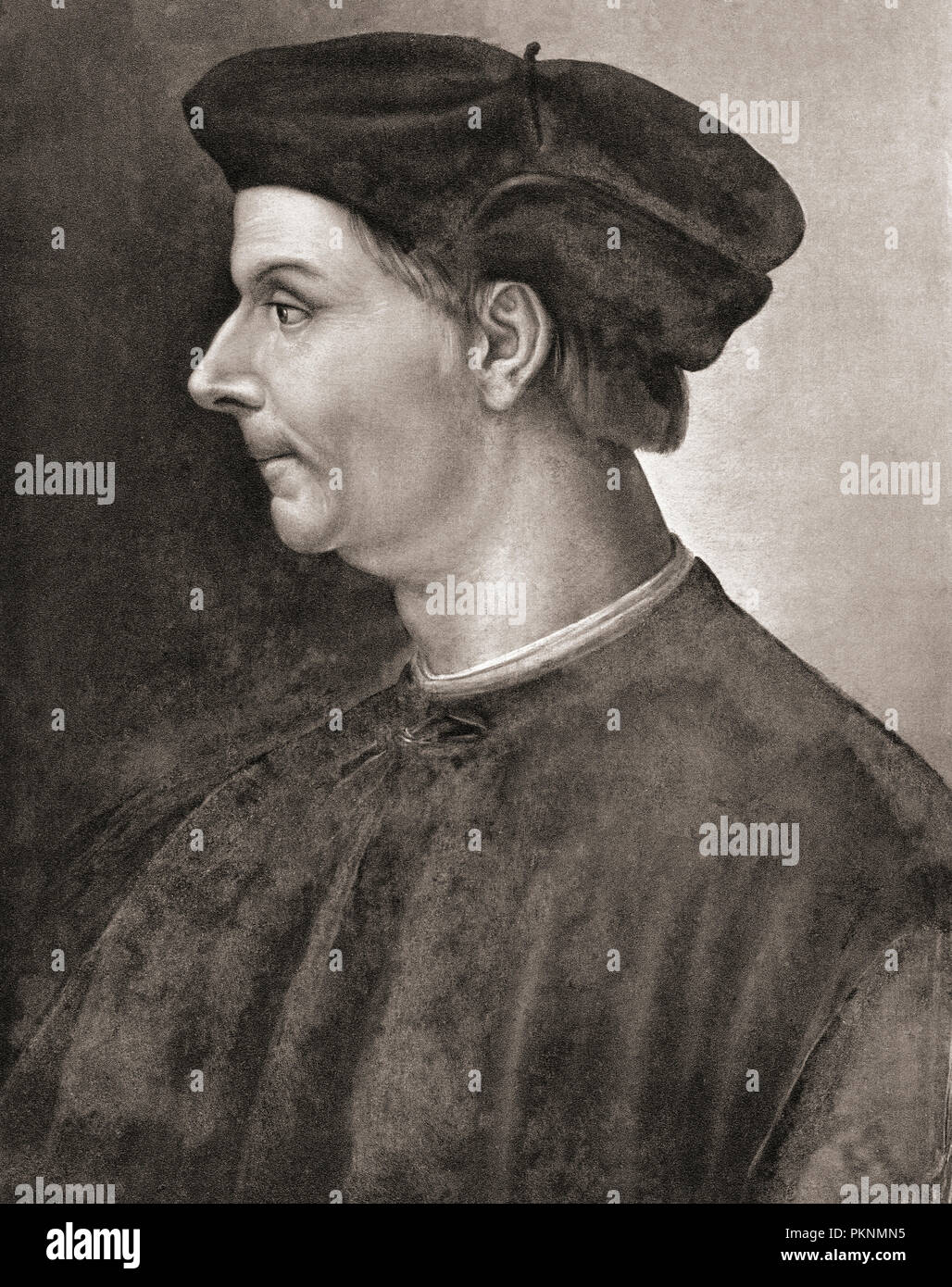 Niccolò di Bernardo dei Machiavelli,1469 – 1527.  Italian diplomat, politician, historian, philosopher, humanist and writer of the Renaissance period. Stock Photo