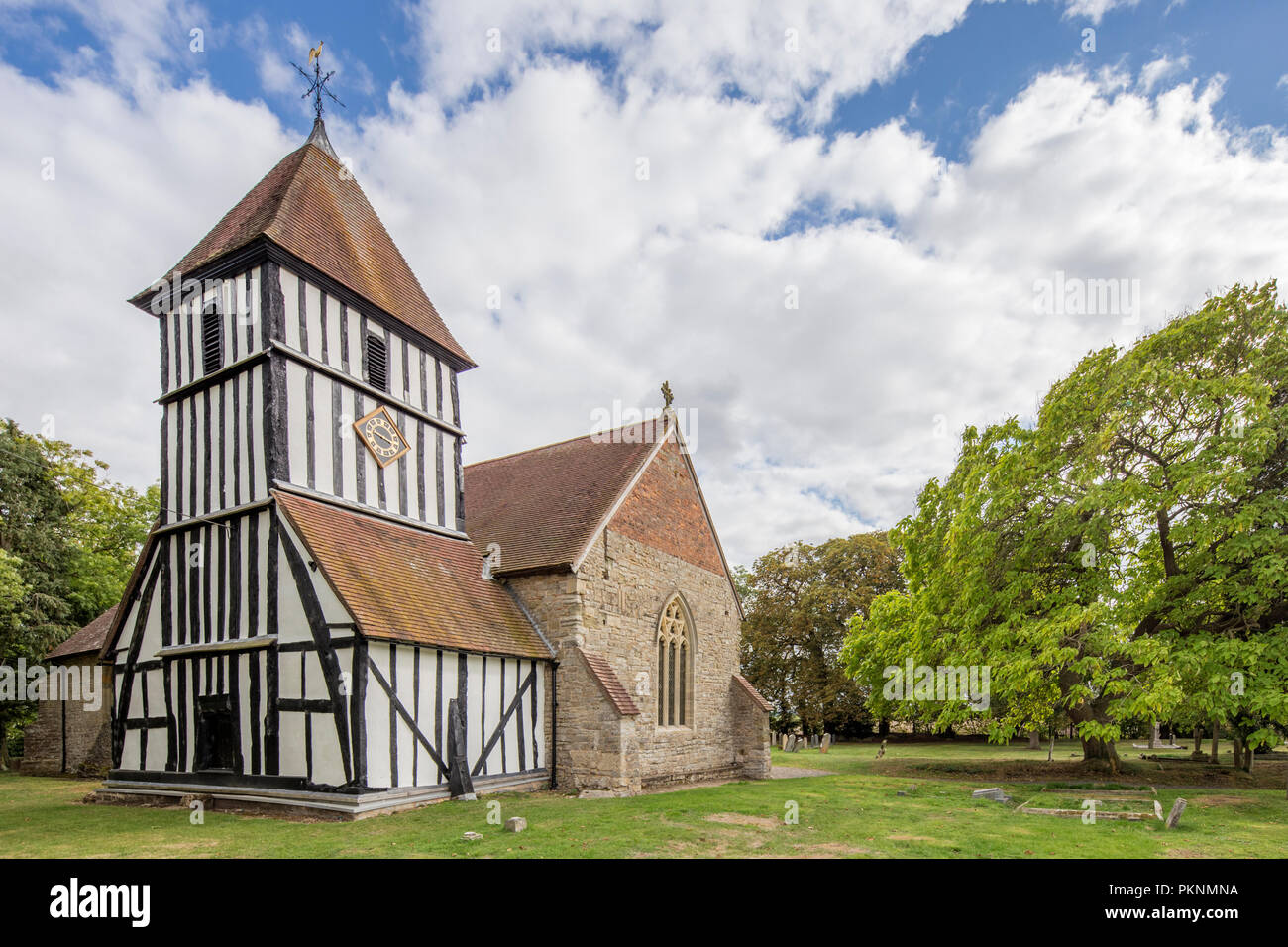 The timber-framed Church of St Peter at Pirton, Worcestershire, England, UK Stock Photo