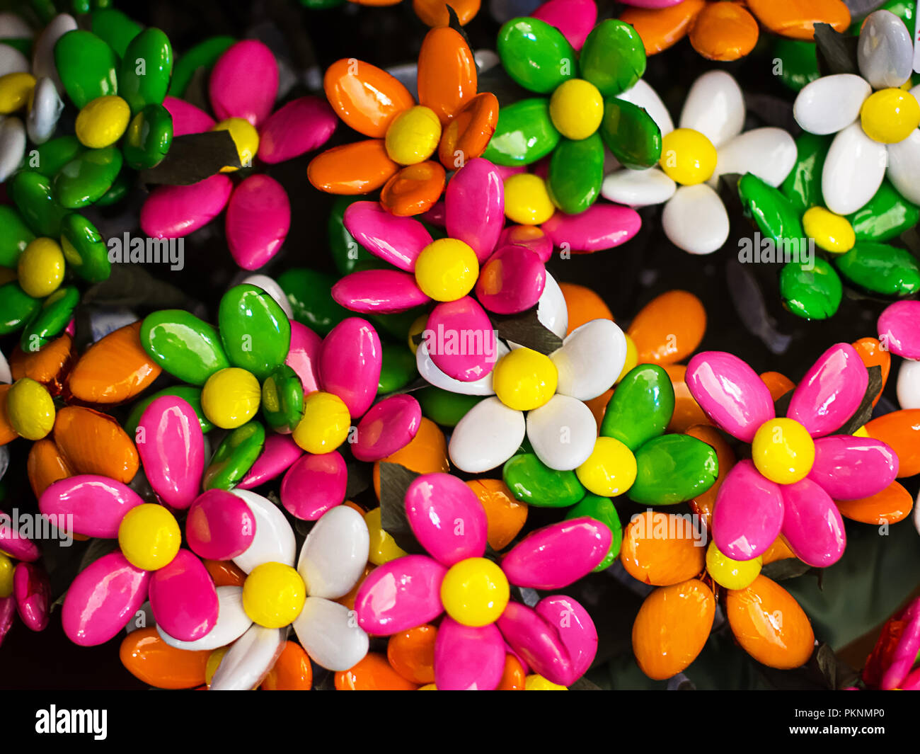 Traditional confetti of Sulmona (Italy) in the shape of a flower Stock Photo