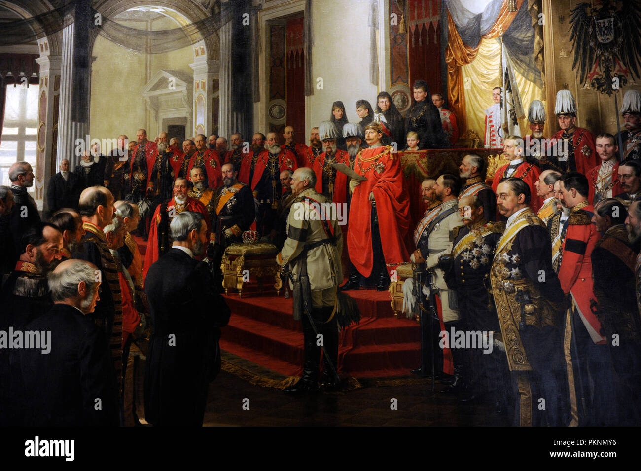 The Opening of the German Reichstag in the White Hall of the Berlin Schloss by Kaiser Wilhelm II on June 25, 1888. Painting finished in 1893 by Anton Von Werner (1843-1915). Detail. German Historical Museum, Berlin. Germany. Stock Photo