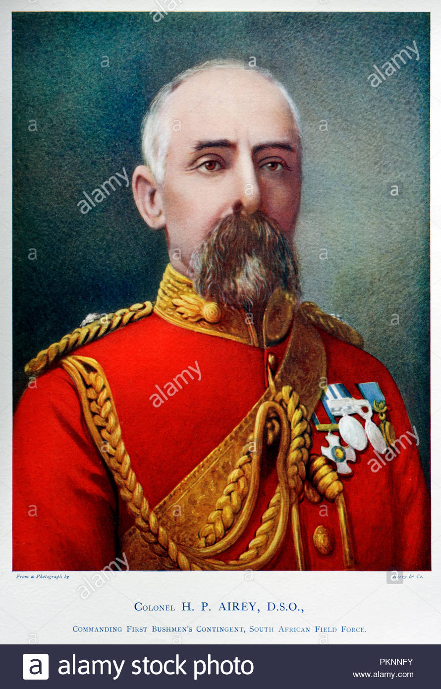 Colonel Henry Parke Airey CMG, DSO, 1842 – 1911, was an Australian colonial soldier. Colour illustration from 1900 Stock Photo