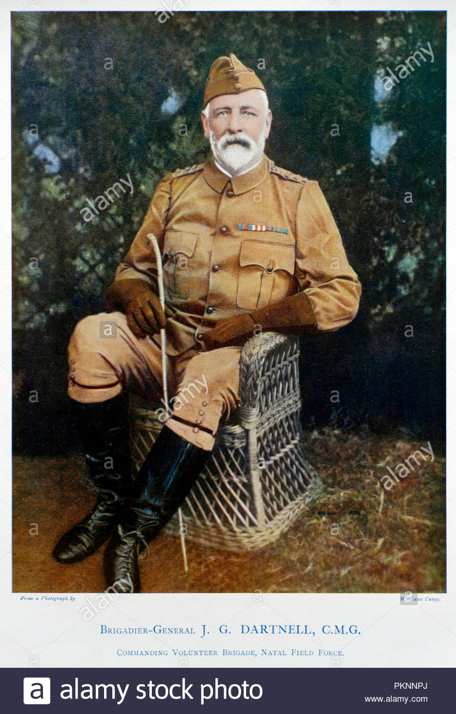 Brigadier-General J.G. Dartnell, commanding Volunteer Brigade, Natal Filed Force, colour illustration from 1900 Stock Photo