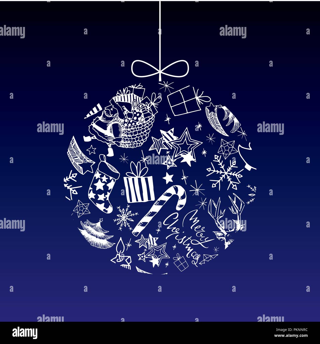 Sweet vector christmas ball illustrated with doodles Stock Vector