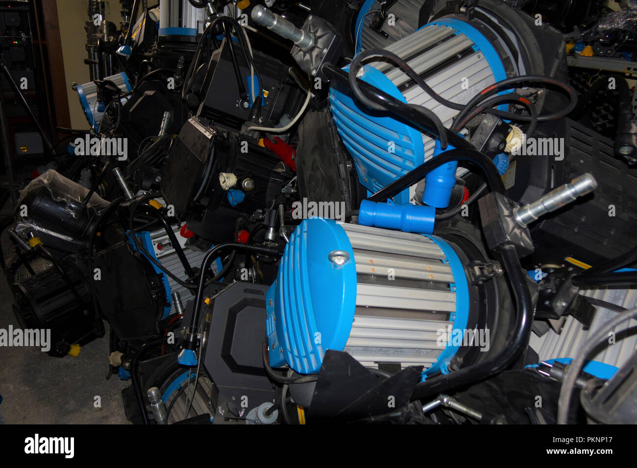 light equipment stacked on top Stock Photo