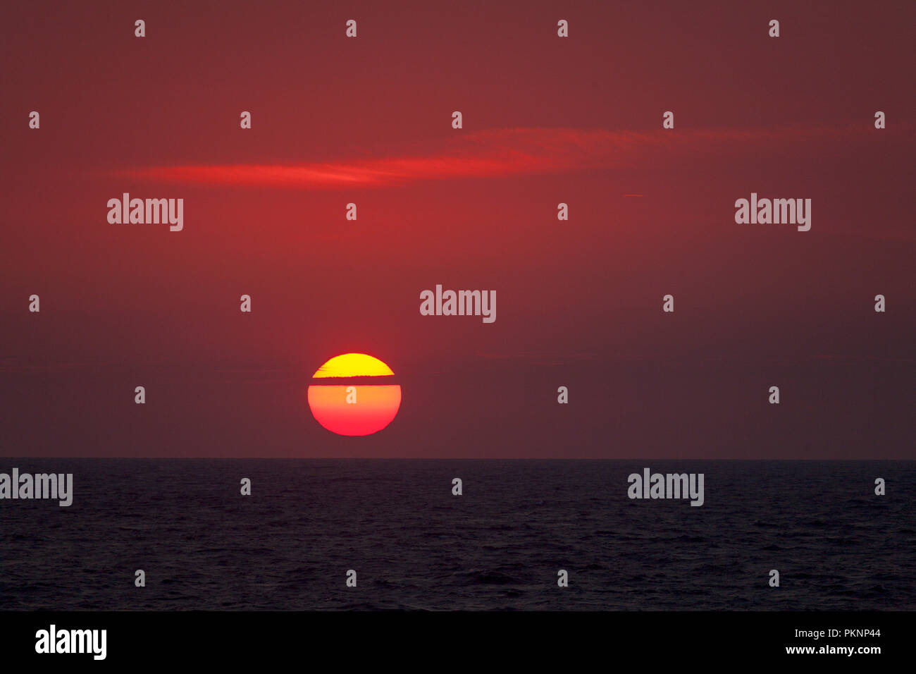 Sunset over the sea in the Mediterranean Stock Photo