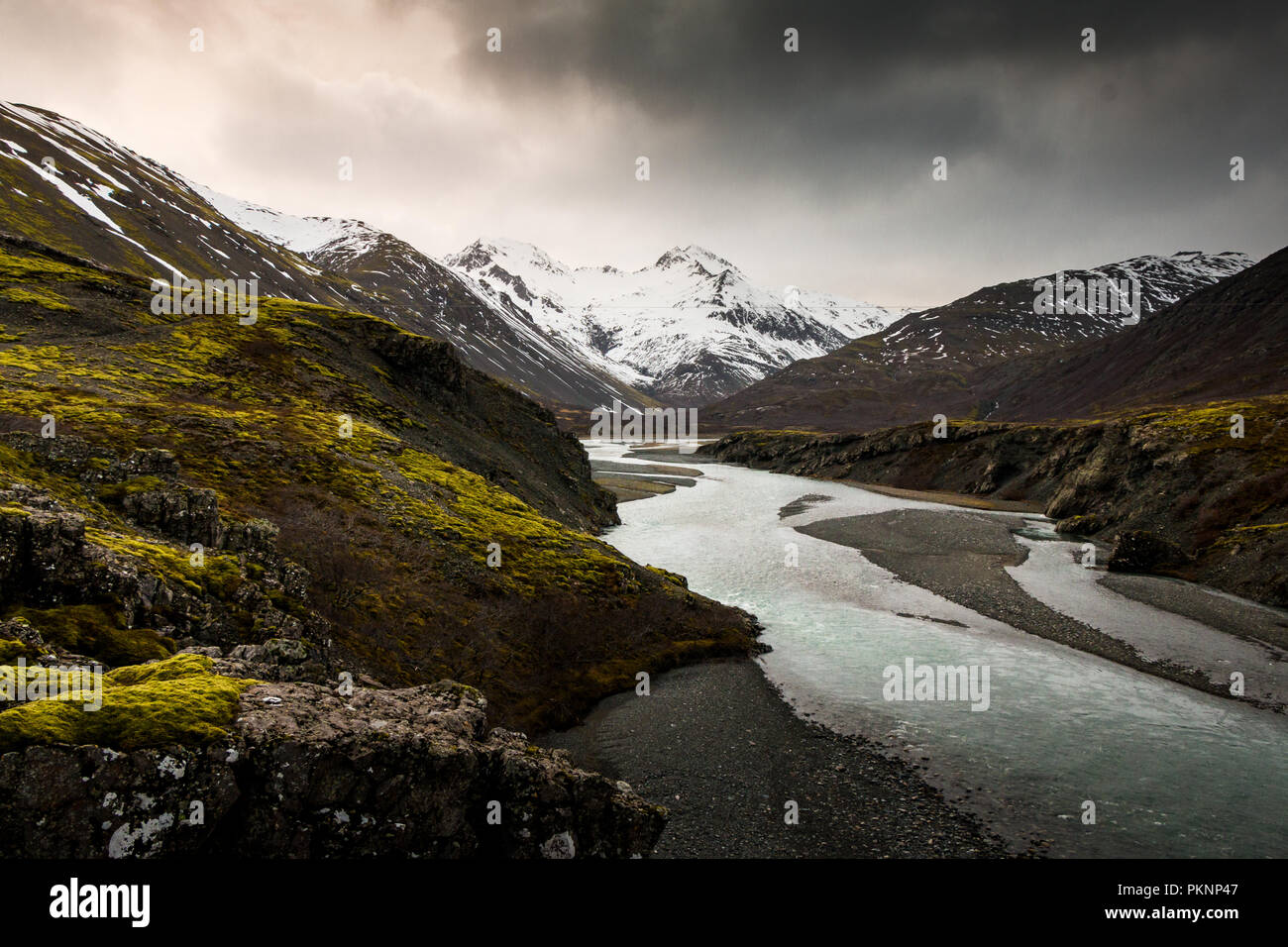Glacial River Iceland Highlands Landscape Nature Stock Photo