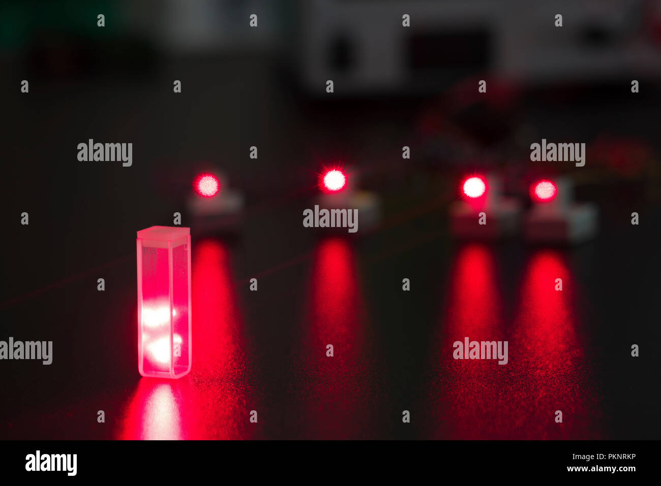 Laser experiment in photonics laboratory Stock Photo Alamy