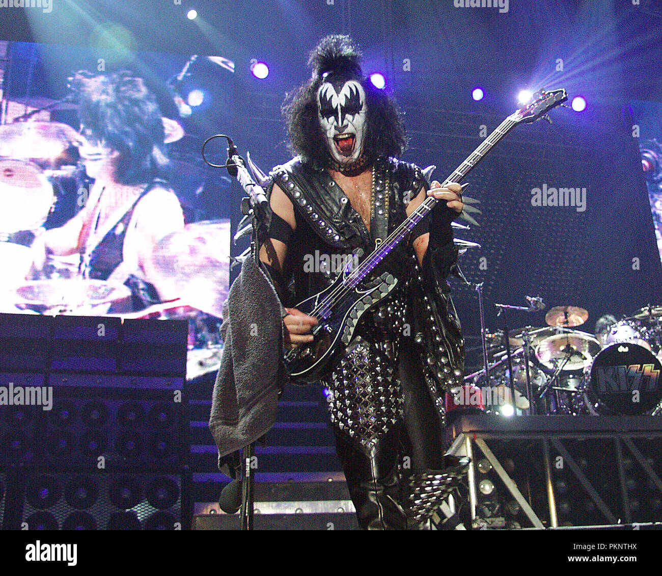 Gene Simmons of KISS performs at Thompson-Boling Arena in Knoxville, Tennessee on December 10, 2003. CREDIT: Chris McKay / MediaPunch Stock Photo