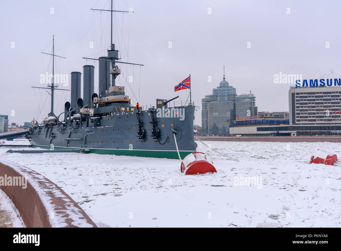 Saint Petersburg. Russia - January 12, 2018: Aurora Cruiser historical ...