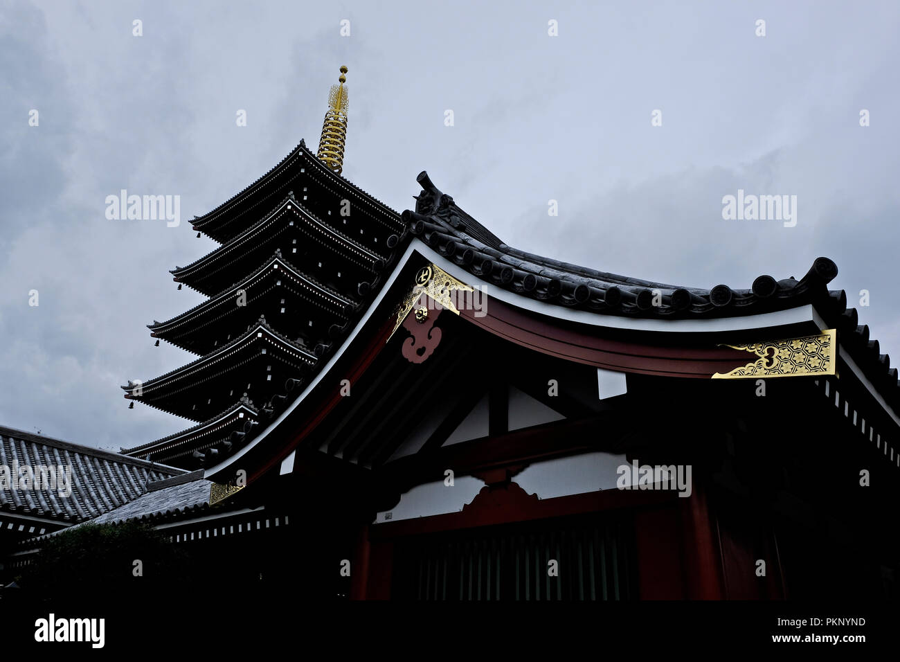 Senso-ji Buddhist temple and pagoda in the Asakusa district of Tokyo, Japan. Stock Photo