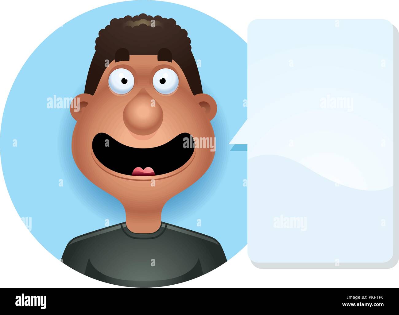 A cartoon illustration of a black man smiling  looking happy. Stock Vector