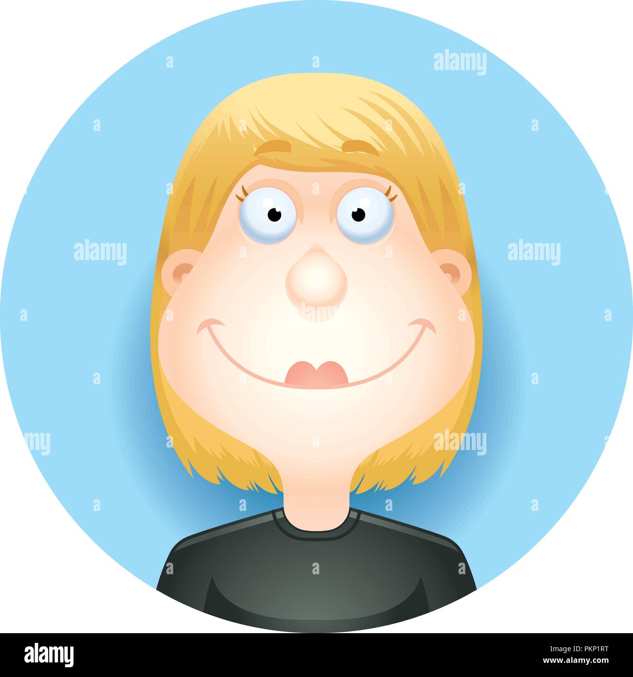 A cartoon illustration of a blond woman smiling  looking happy. Stock Vector