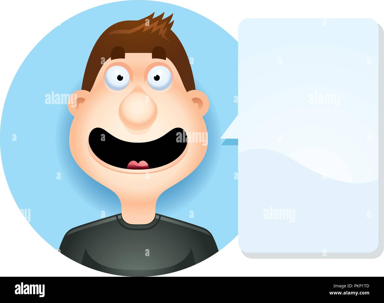 A cartoon illustration of a brunette man smiling  looking happy. Stock Vector