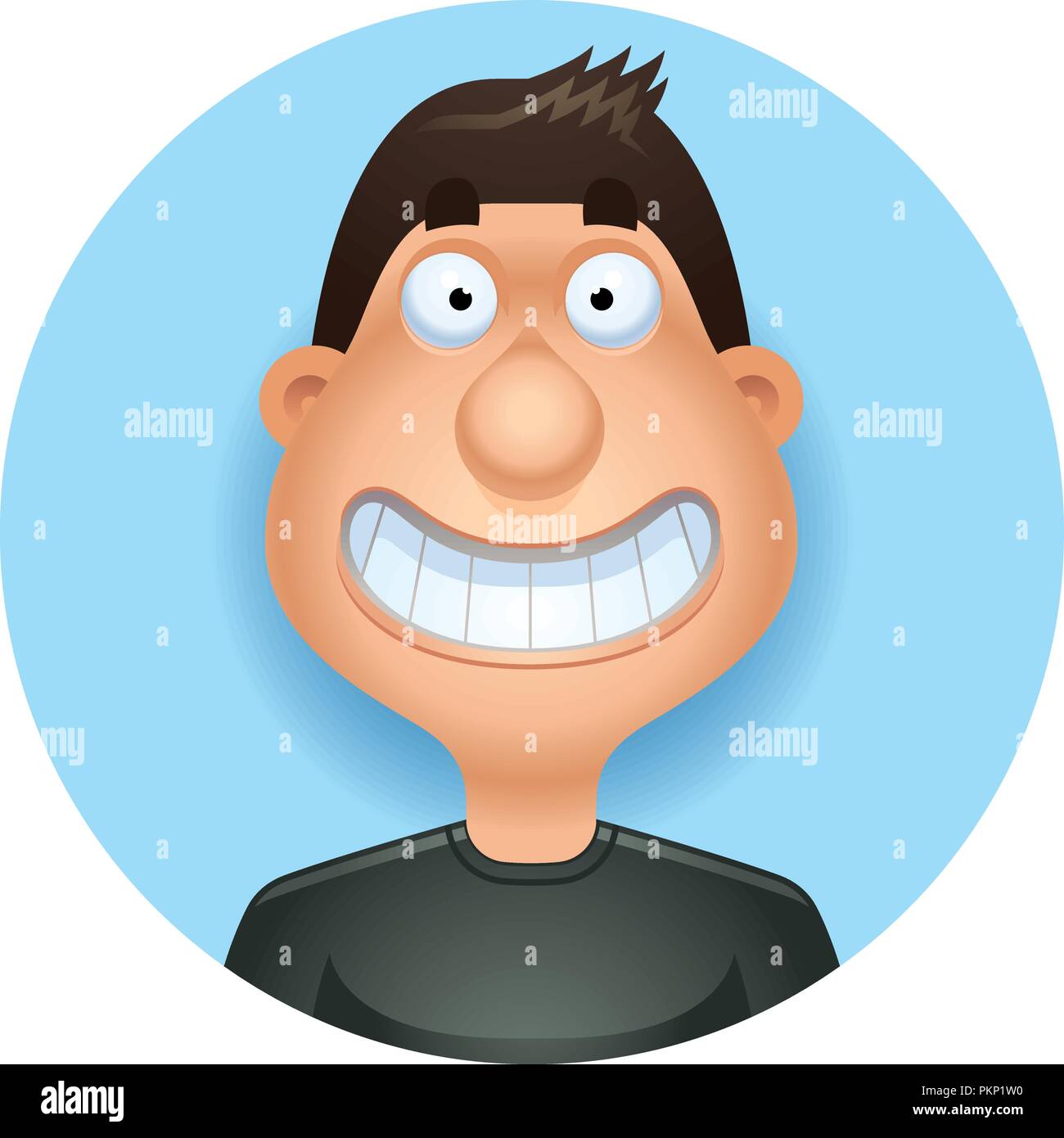 A cartoon illustration of a Hispanic man smiling  looking happy. Stock Vector
