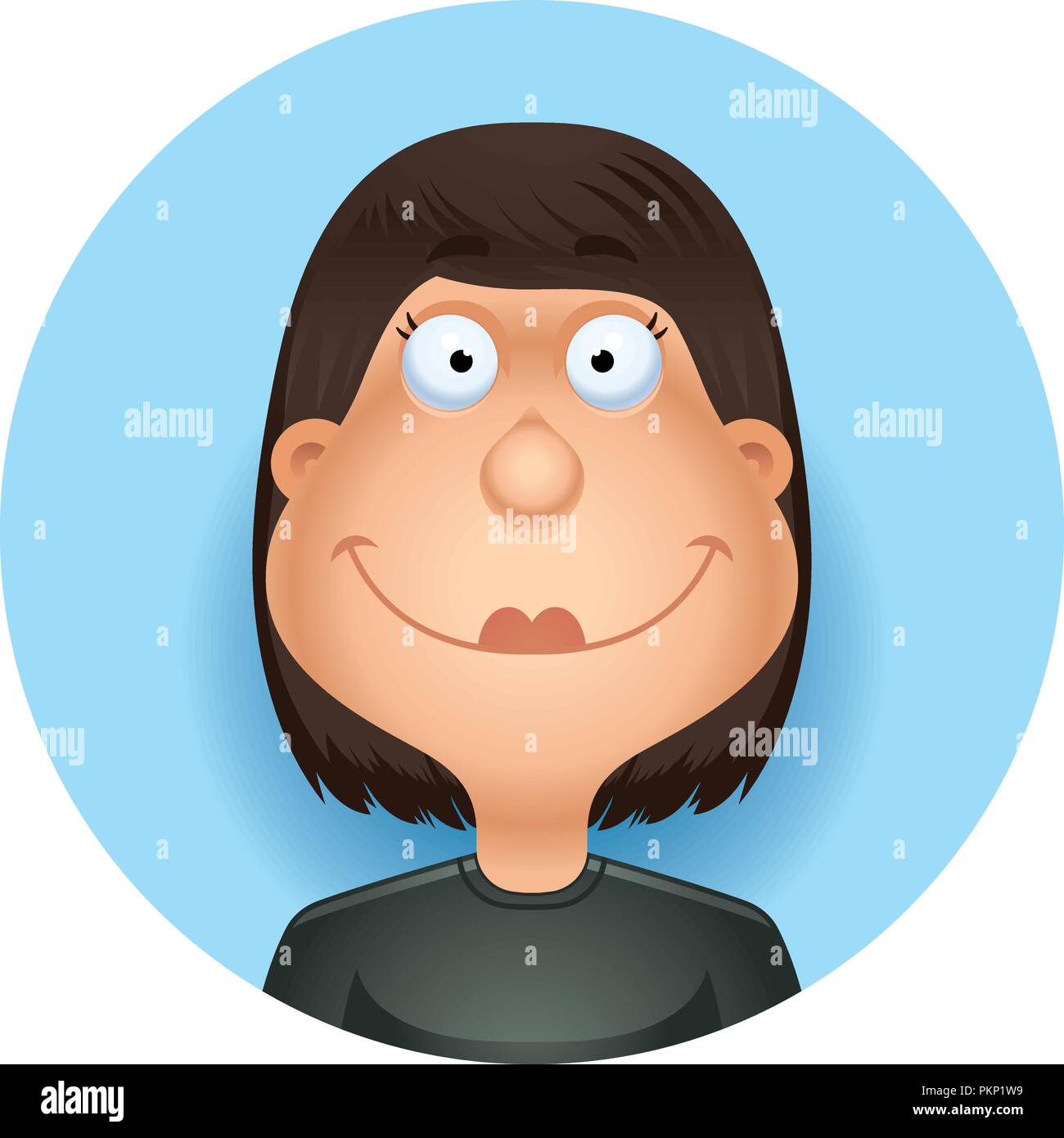 A cartoon illustration of a Hispanic woman smiling  looking happy. Stock Vector