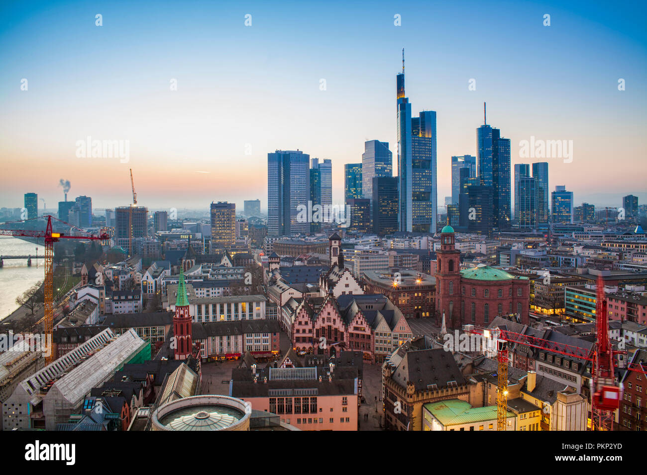 Frankfurt am Main city at night Stock Photo - Alamy