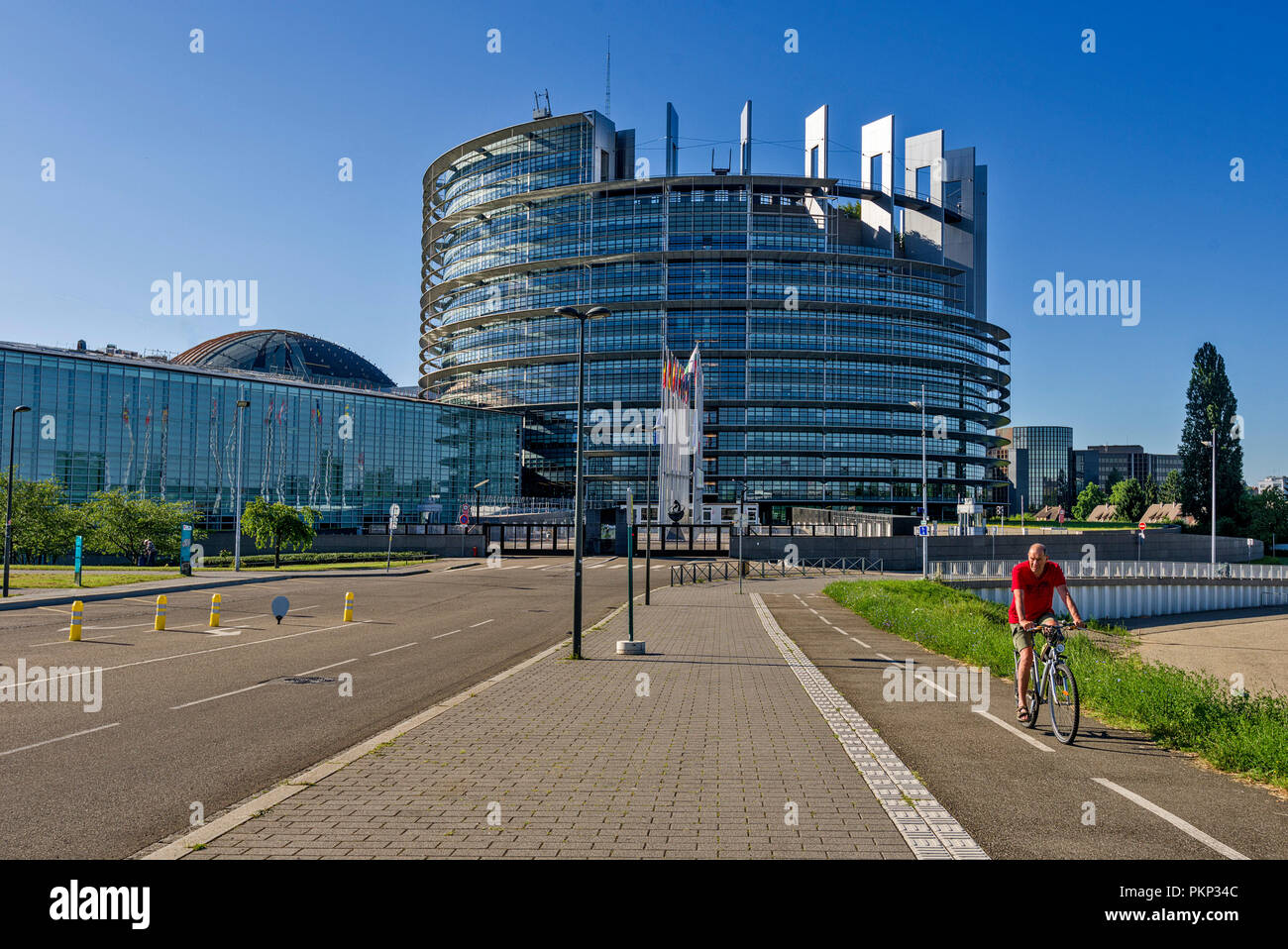 Strasbourg, France, The European Parliament is the official seat of the institution where MEPs meet to adopt Community texts in plenary sessions. Stock Photo