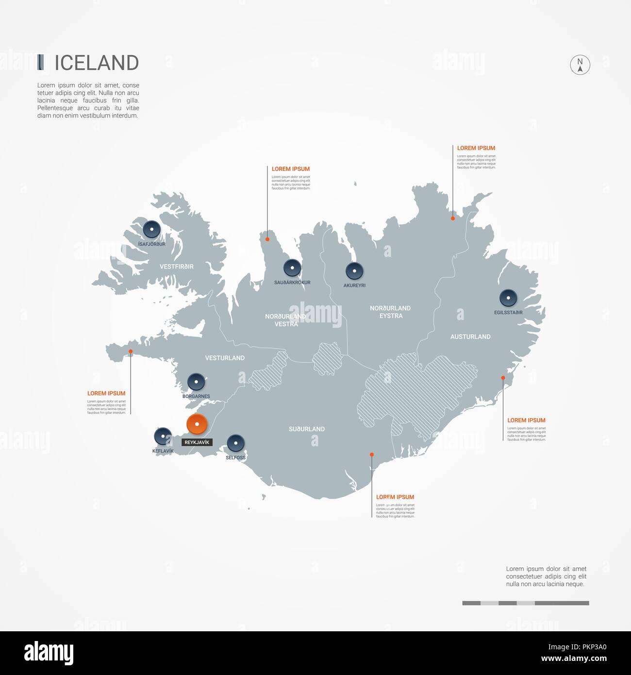 Iceland Map With Borders, Cities, Capital And Administrative Divisions ...