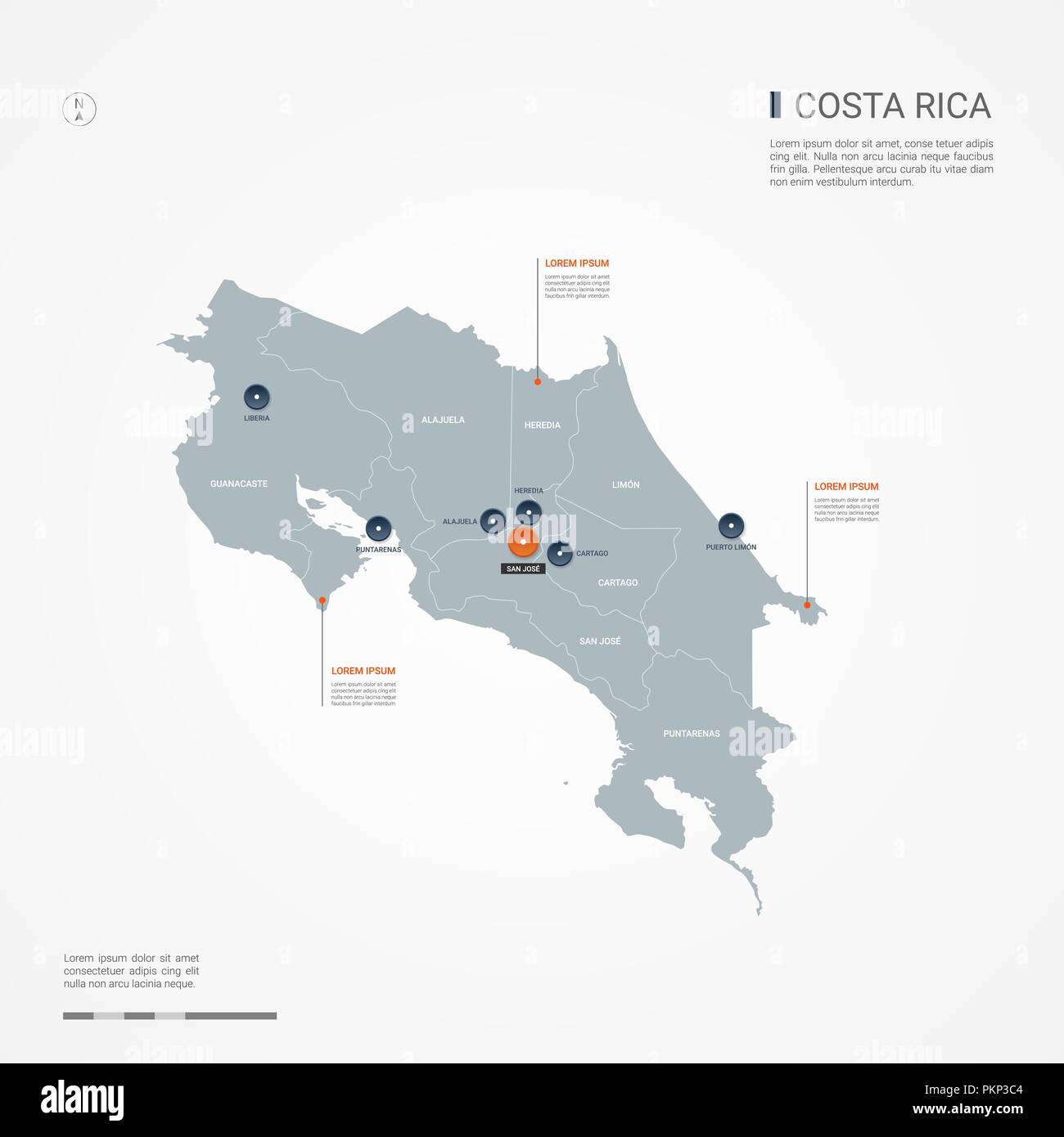 Costa Rica Map With Borders Cities Capital And