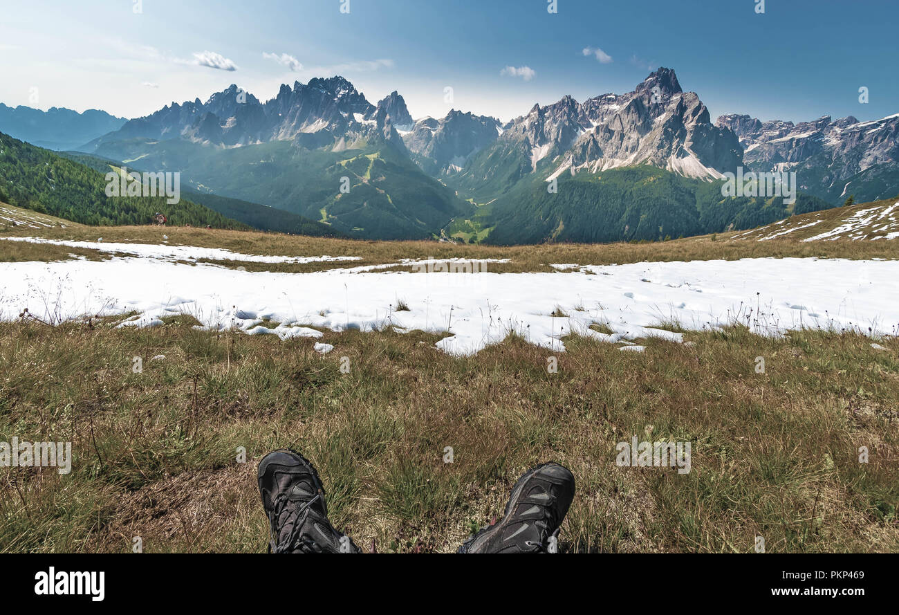 Hiking in the Dolomites Stock Photo - Alamy