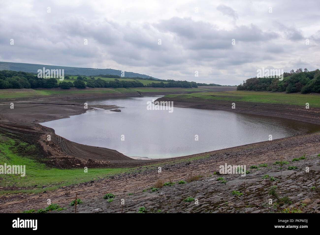 Yarrow Resivoir, Rivington Lancashire during a water shortage. Stock Photo