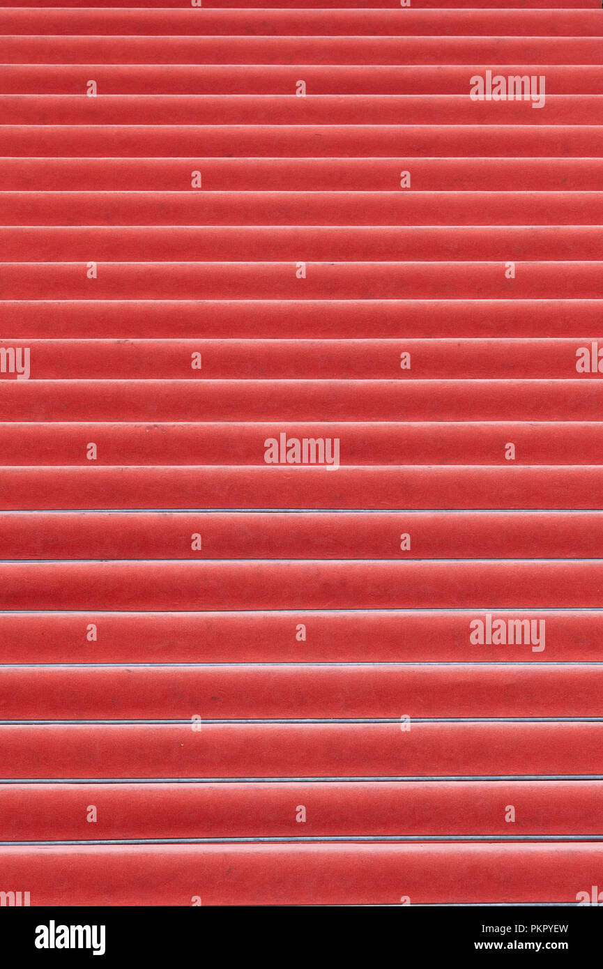 Red Carpet on stone steps Stock Photo