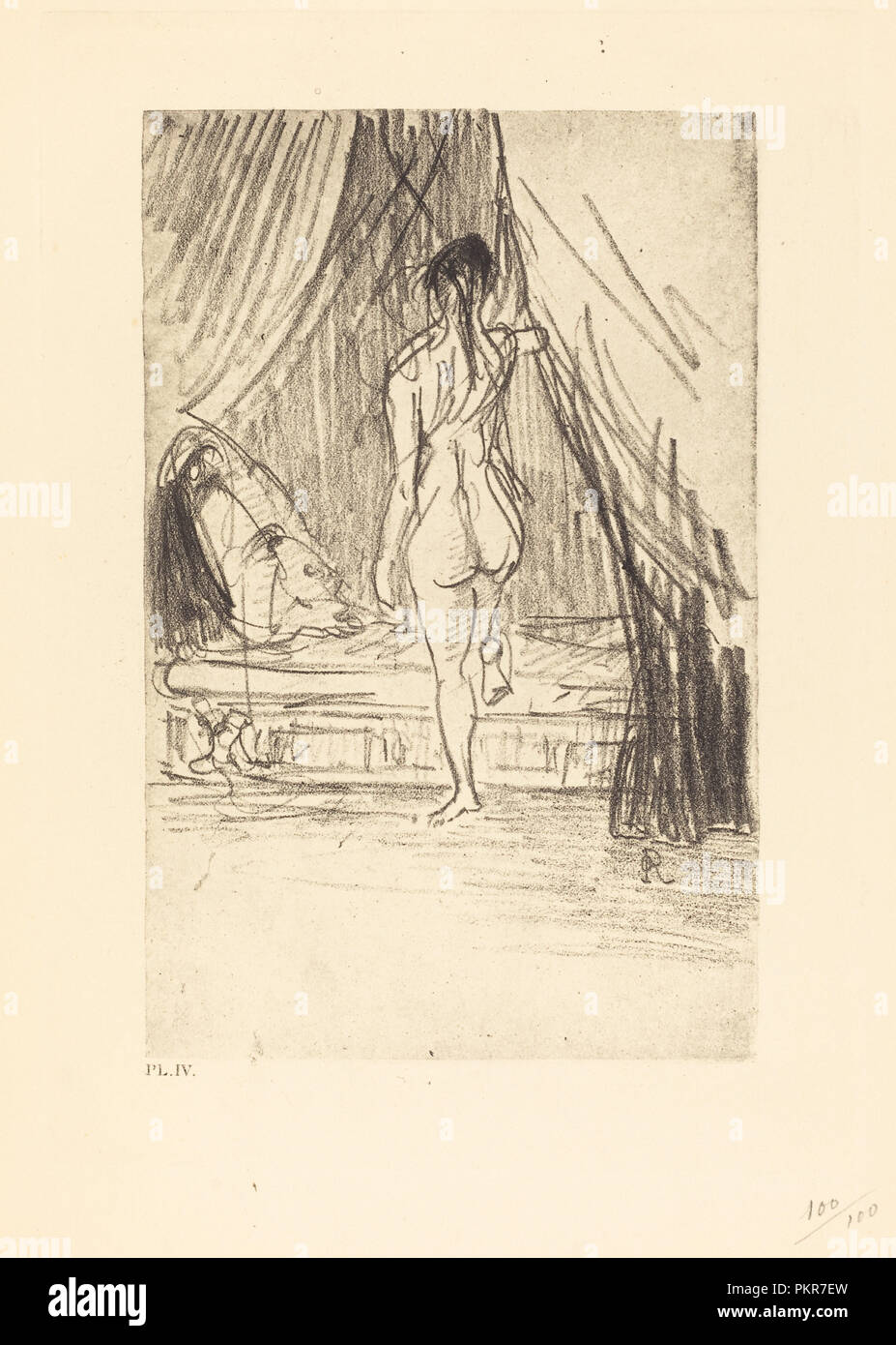 Volupte, Fantome Elastique! (Pleasure, elastic phantom!). Dated: 1890. Medium: lithograph. Museum: National Gallery of Art, Washington DC. Author: Odilon Redon. Stock Photo