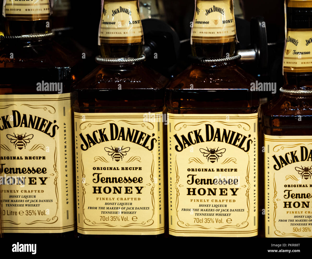 Jack Daniel's whiskey on store shelf. Jack Daniel's is a brand of