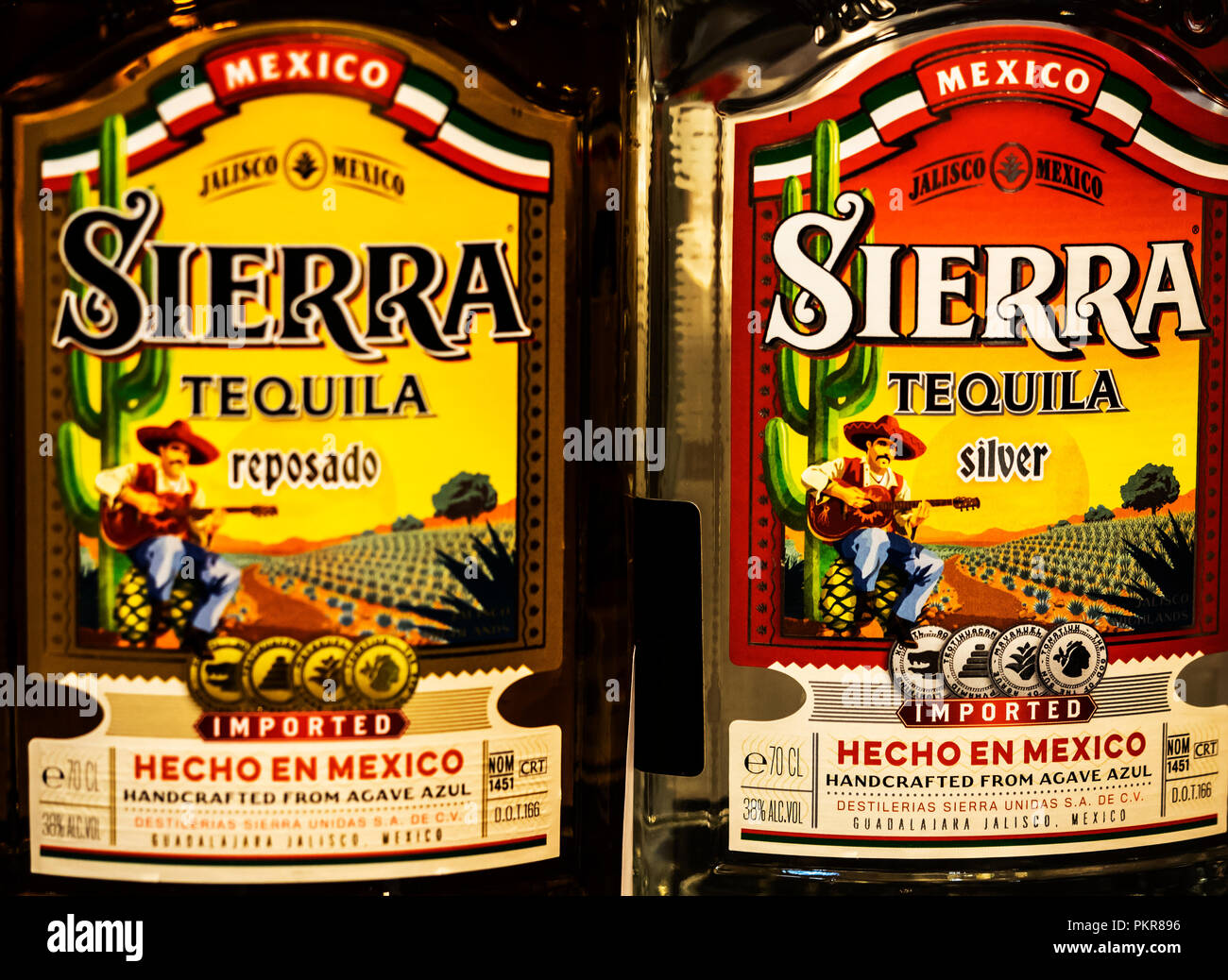 Sierra Tequila in the store .The Destilería Sierra, located on a