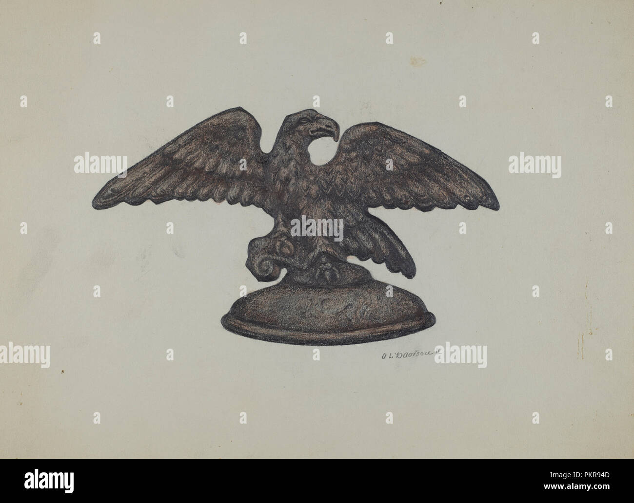 Cast Iron Eagle. Dated: c. 1937. Dimensions: overall: 24.6 x 35.8 cm (9 11/16 x 14 1/8 in.). Medium: graphite and colored pencil on paperboard. Museum: National Gallery of Art, Washington DC. Author: Austin L. Davison. Stock Photo
