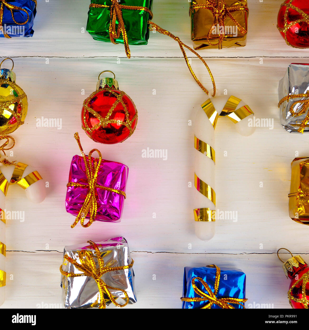 Present Collection Collection of Christmas present boxes on a light white background Stock ...