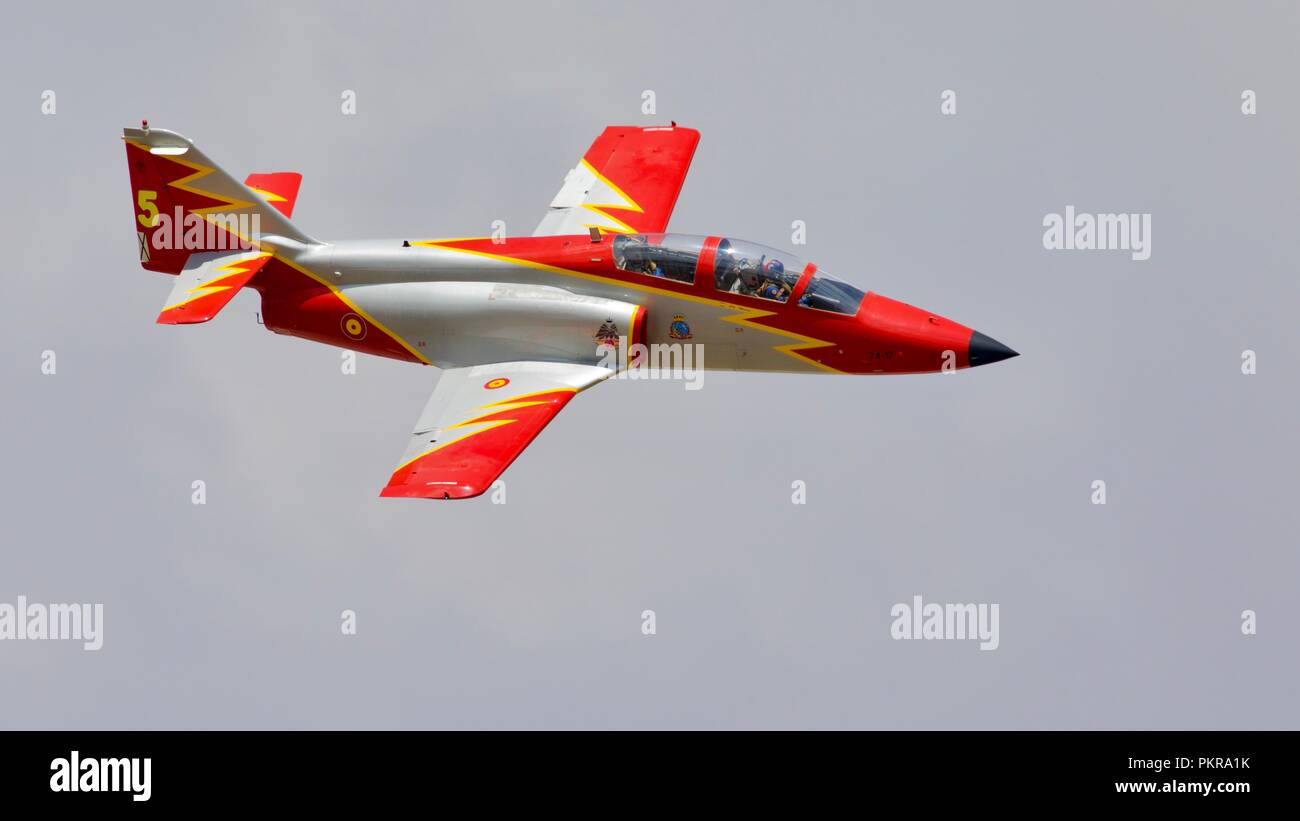 The Spanish Air Force Patrulla Aguila Casa C 101 Aviojet Performing At The 18 Royal International Air Tattoo Stock Photo Alamy