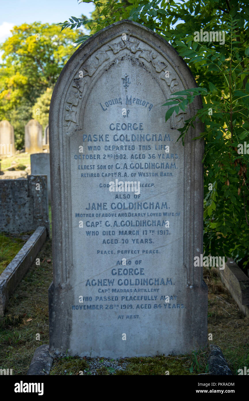 The Grave of George Paske Goldingham 1902 at Locksbrook Cemetery, Bath Stock Photo