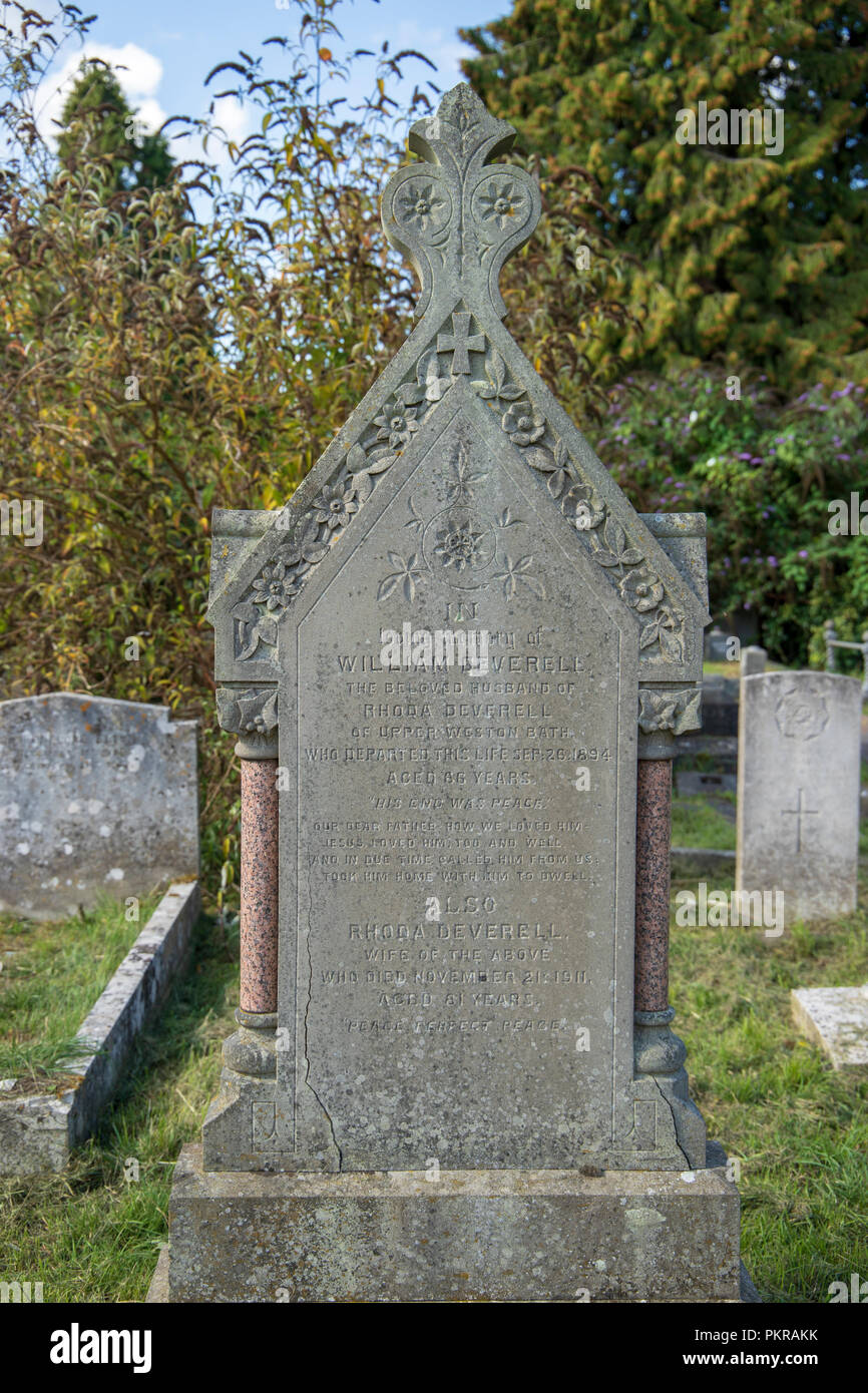 The Grave of William Deverell 1894 at Locksbrook Cemetery, Bath Stock ...