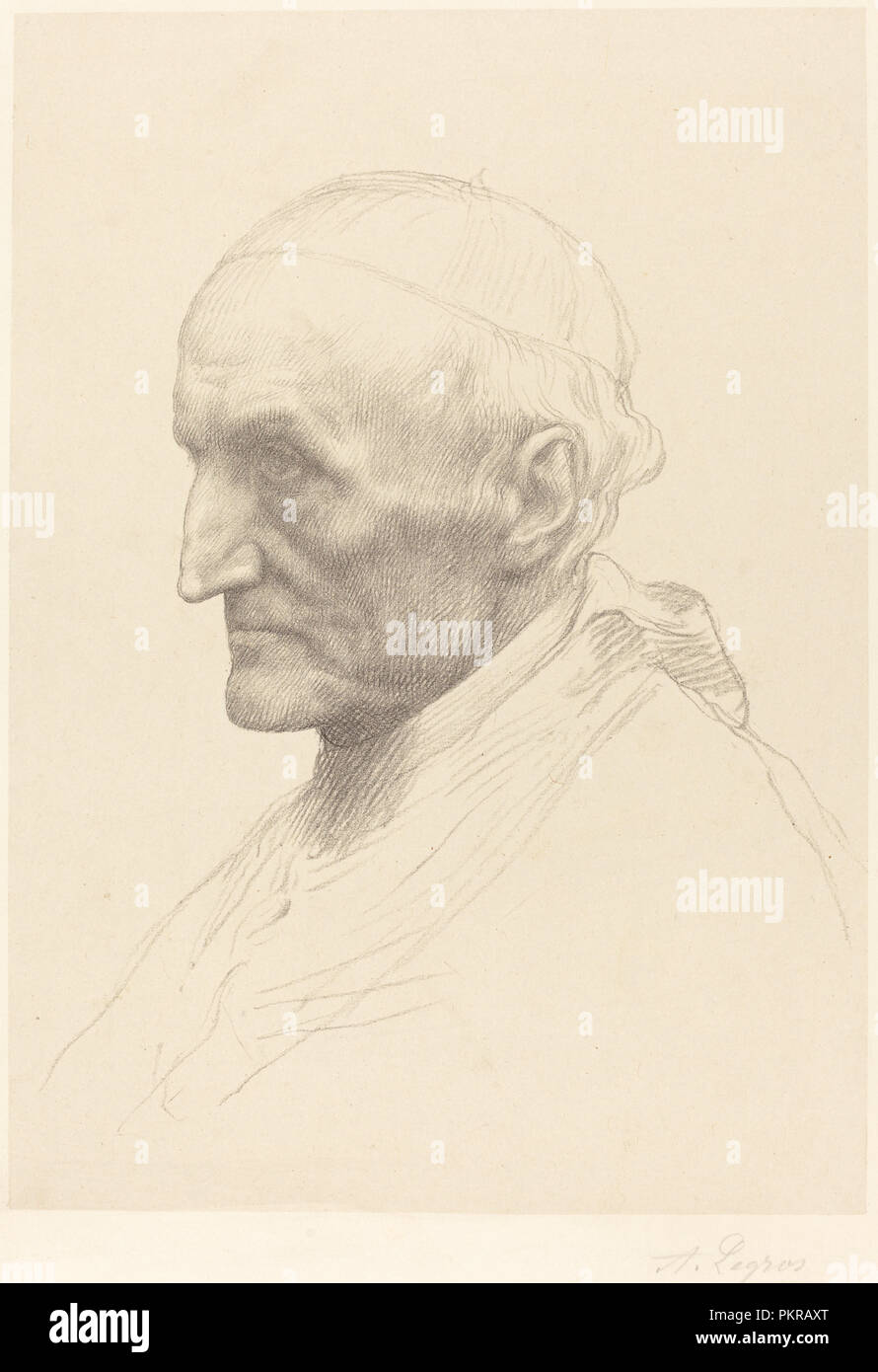 Cardinal Manning, 2nd plate. Medium: lithograph. Museum: National Gallery of Art, Washington DC. Author: Alphonse Legros. Stock Photo